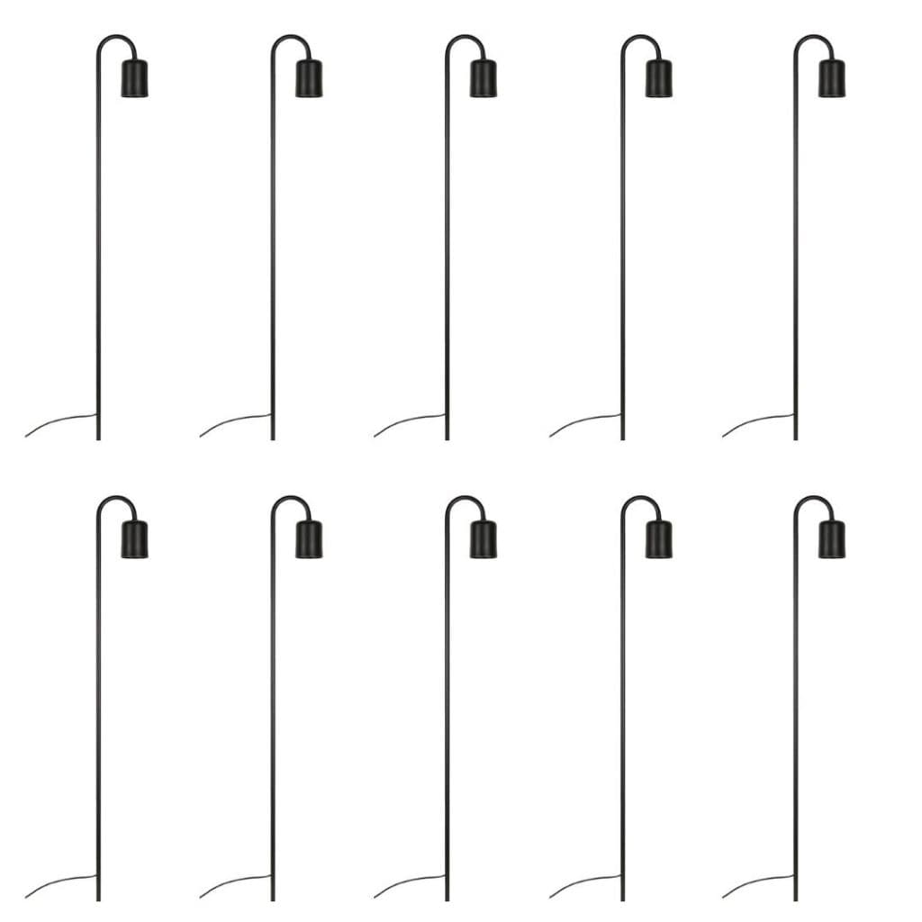 Kit Luminária Poste Balizador Jardim Spot Curvo Gu10 Preto 75cm