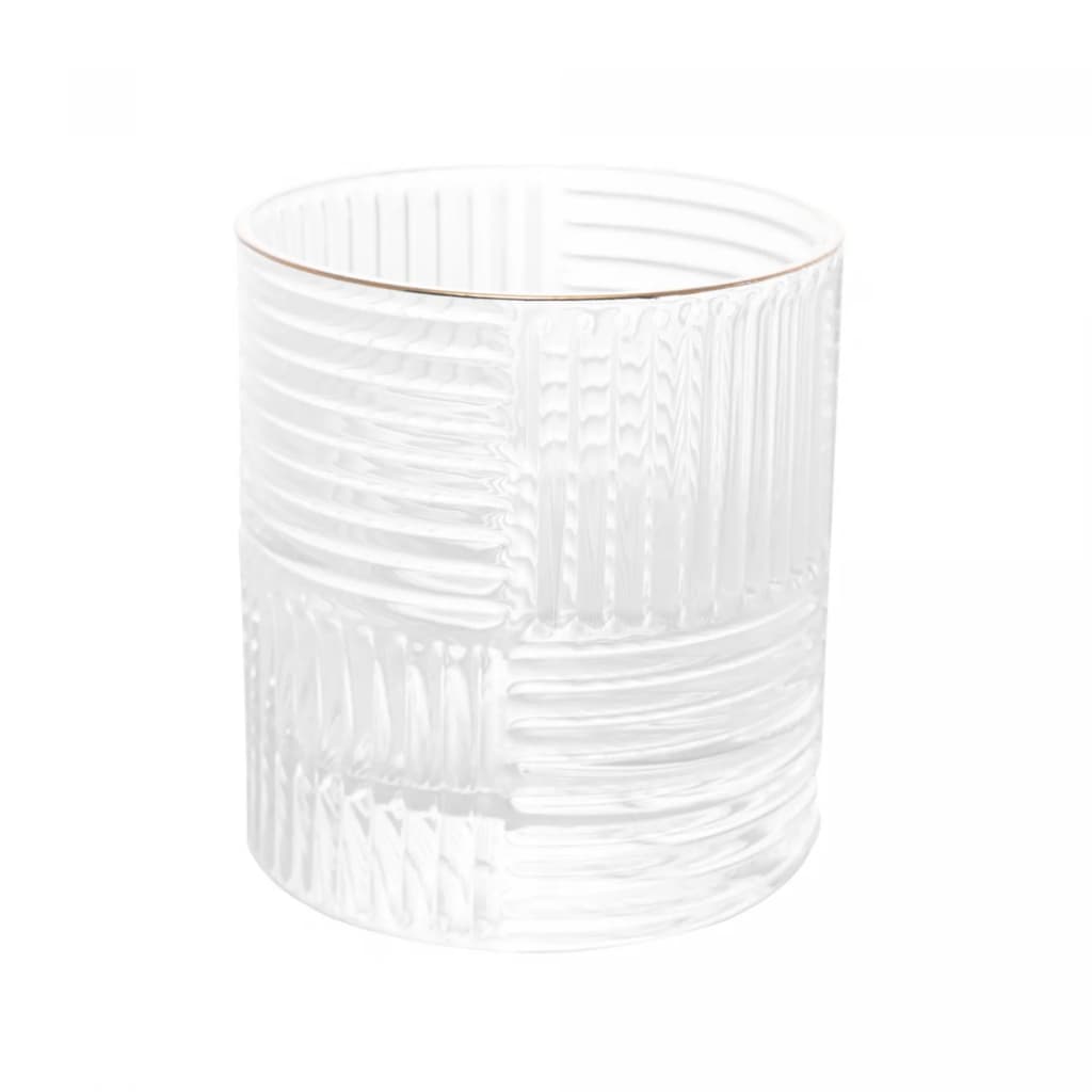 Conjunto 2 Copos para Whisky de Vidro com Borda Dourada Chess 320ml - Wolff