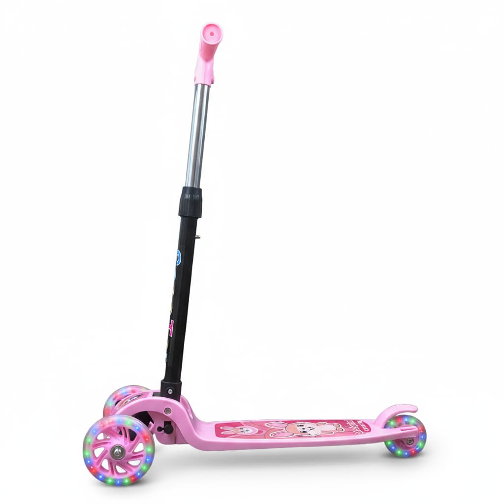 Patinete Infantil Menina - Até 30kg A partir 3 Anos - 4 alturas Leds nas Rodas Dobrável - Inmetro
