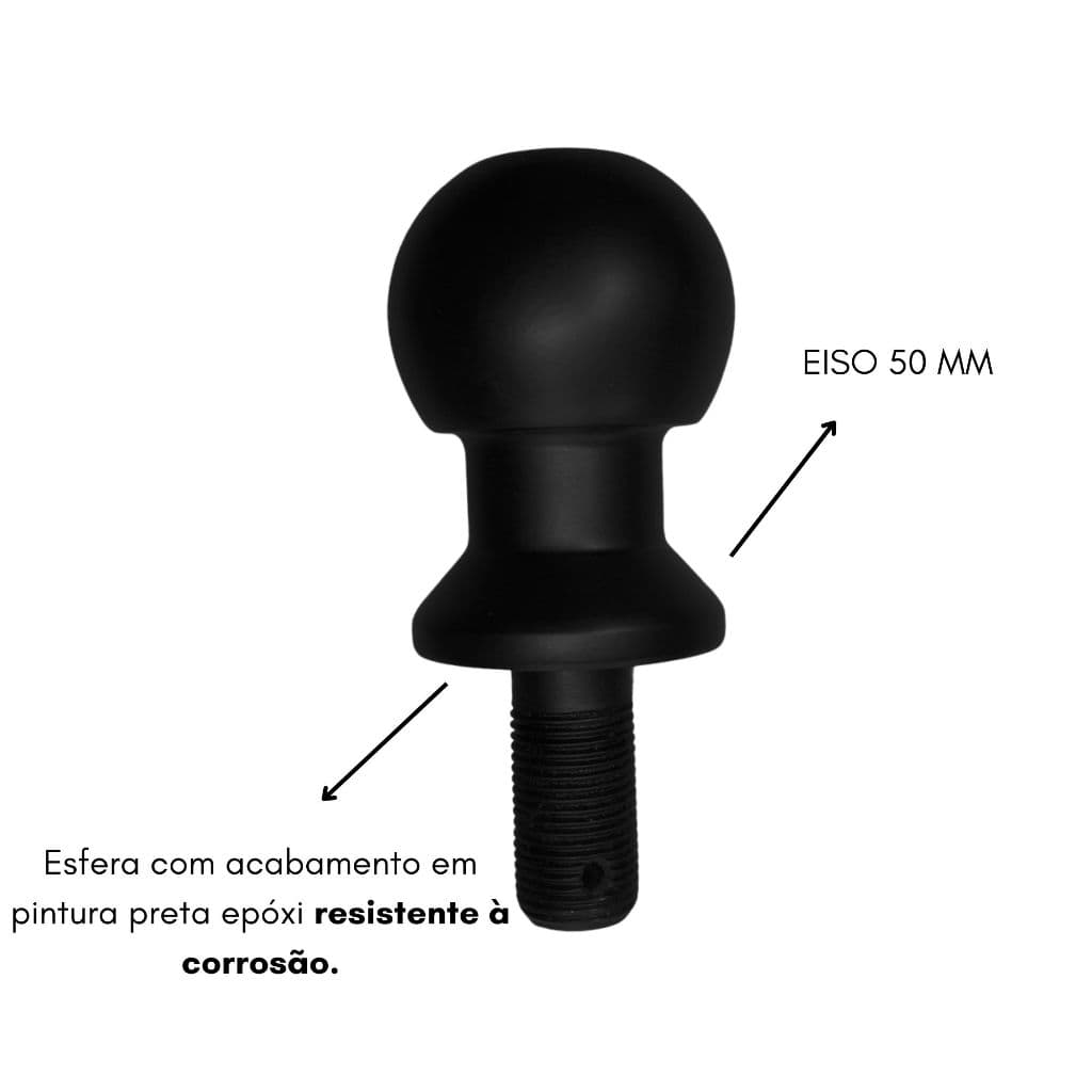 Bola Esfera de Engate 50mm Preta em Aço Maciço com Pintura Epóxi – Alta Resistência e Durabilidade