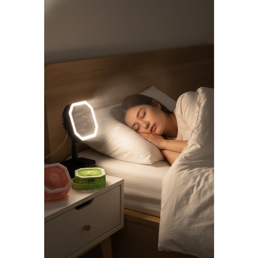 Ventilador de Mesa Portátil USB Mini Recarregável Silencioso Luz Led Dobrável Verão Acampar Viagem