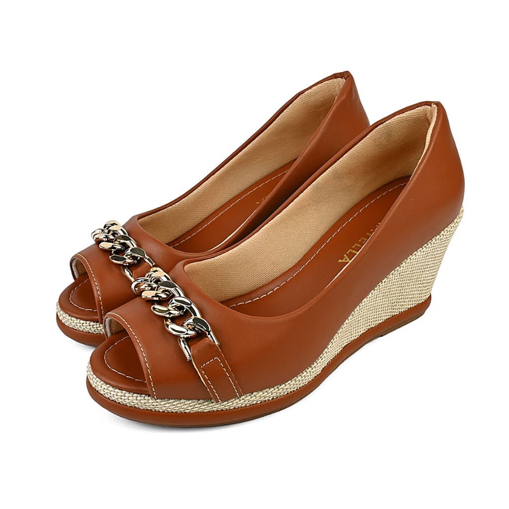 Sandalia Anabela Feminina Donatella Shoes Aberta Peep Toe Salto Alto Plataforma Juta Corrente Macia Mulher Elegante