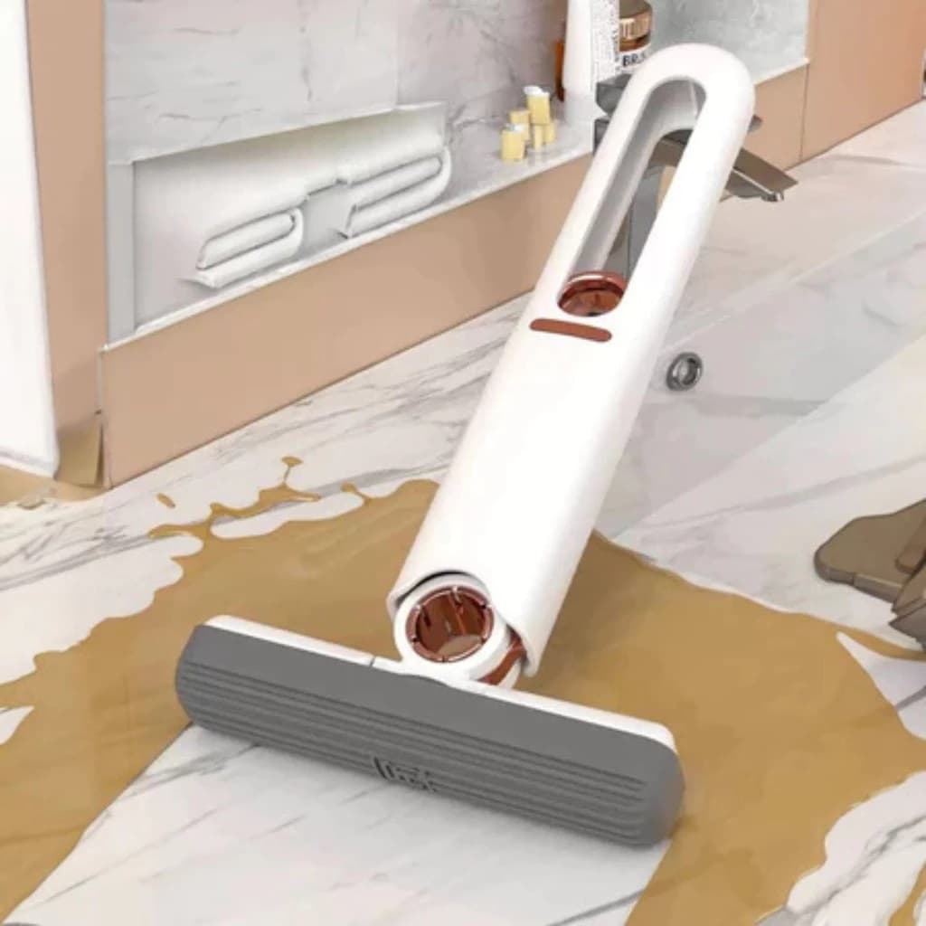 Mini Mop Portátil Giratório 360º Esfregão Pia Esponja Limpeza Prática Rodo Compacto Multiuso Refil