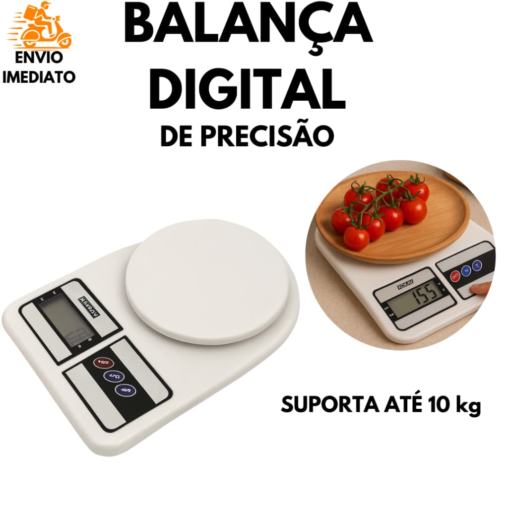 Balança Digital de Precisão 10 kg Cozinha Alimentos Culinária Doméstica com Visor Digital