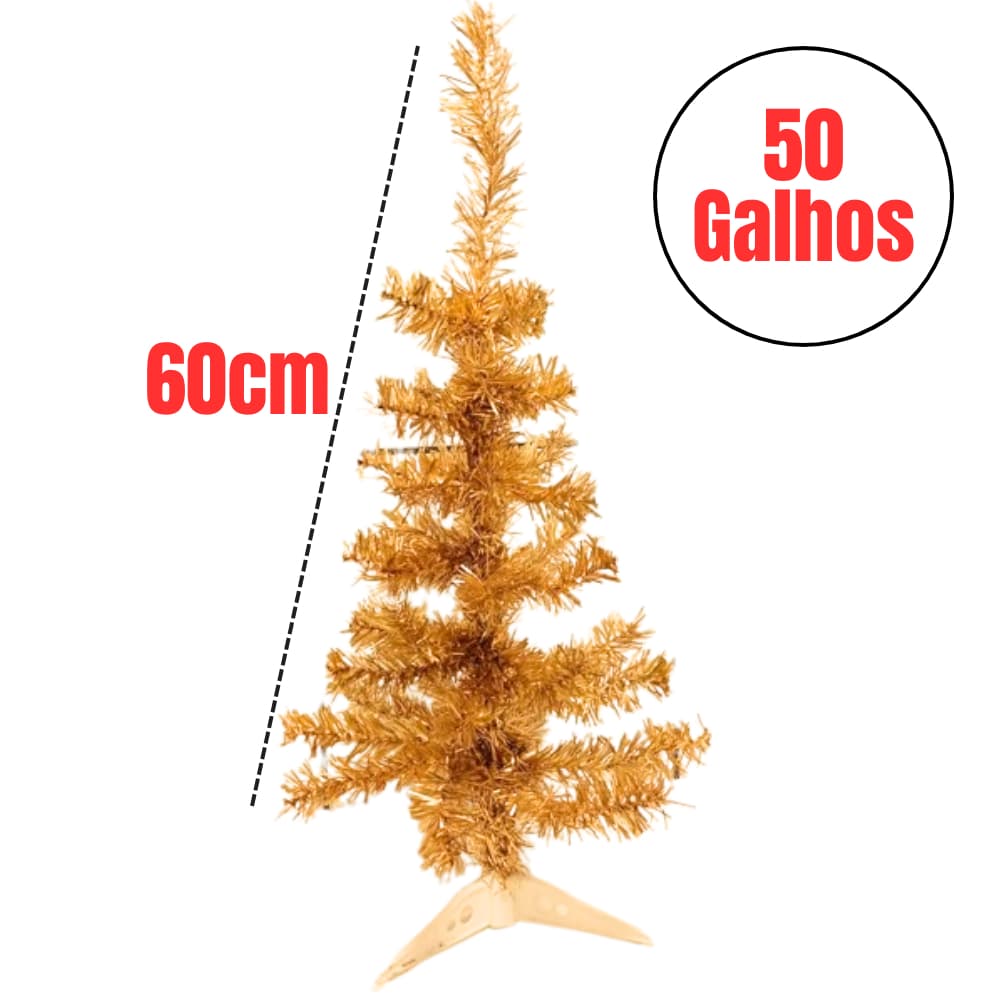 Arvore de Natal Dourada 60 cm com 50 galhos