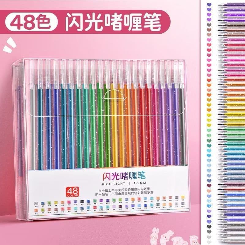 Caneta Gel Brilhante Colorida Caneta Flash Caneta de Diário de Estudante Caneta de Conta Especi 48 /PCS