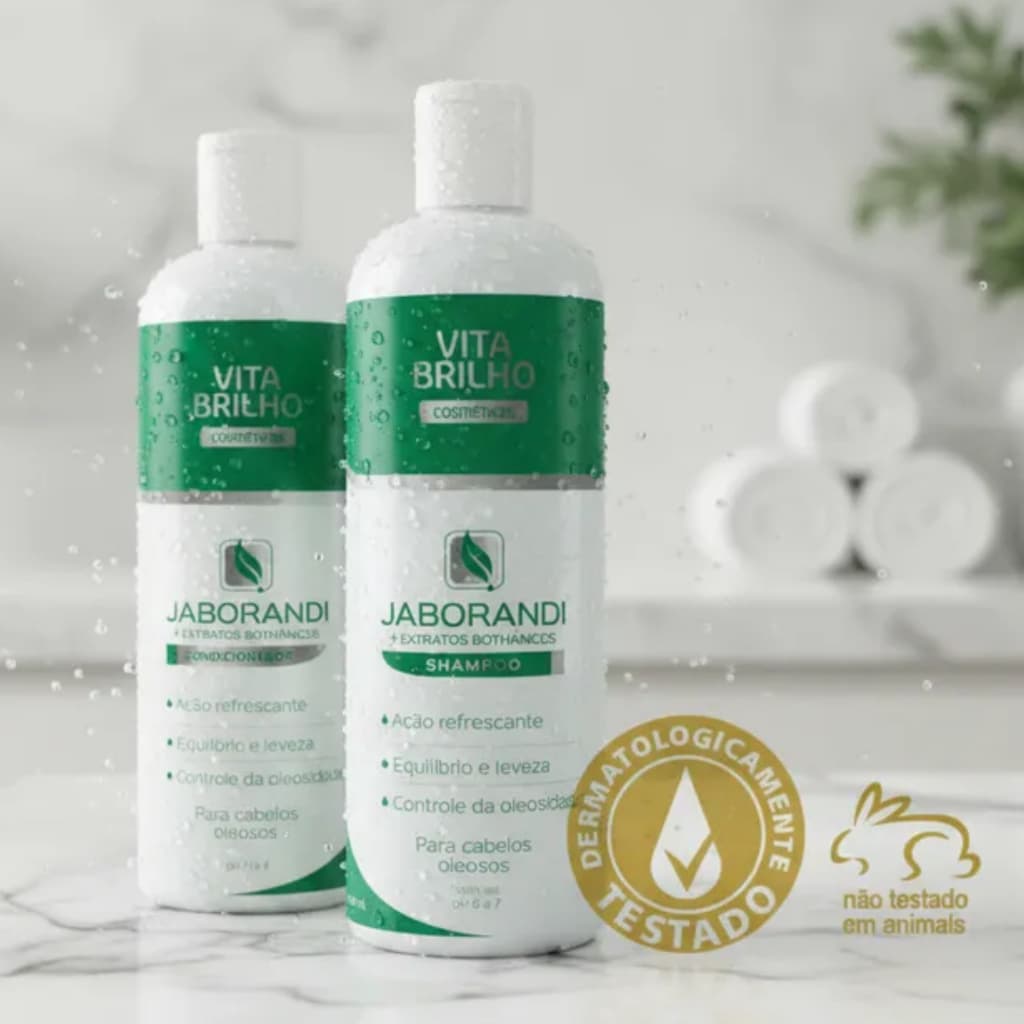 Kit Shampoo + Cond.Jaborandi Oleosidade Tratamento Olesidade Capilar Limpeza Profunda 1L Vita Brilho