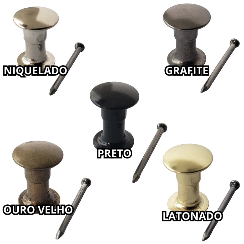 Rebite N°5 Pino Porta Chaves Metal Com Prego - Pacote com 500 ou 1.000 Unidades
