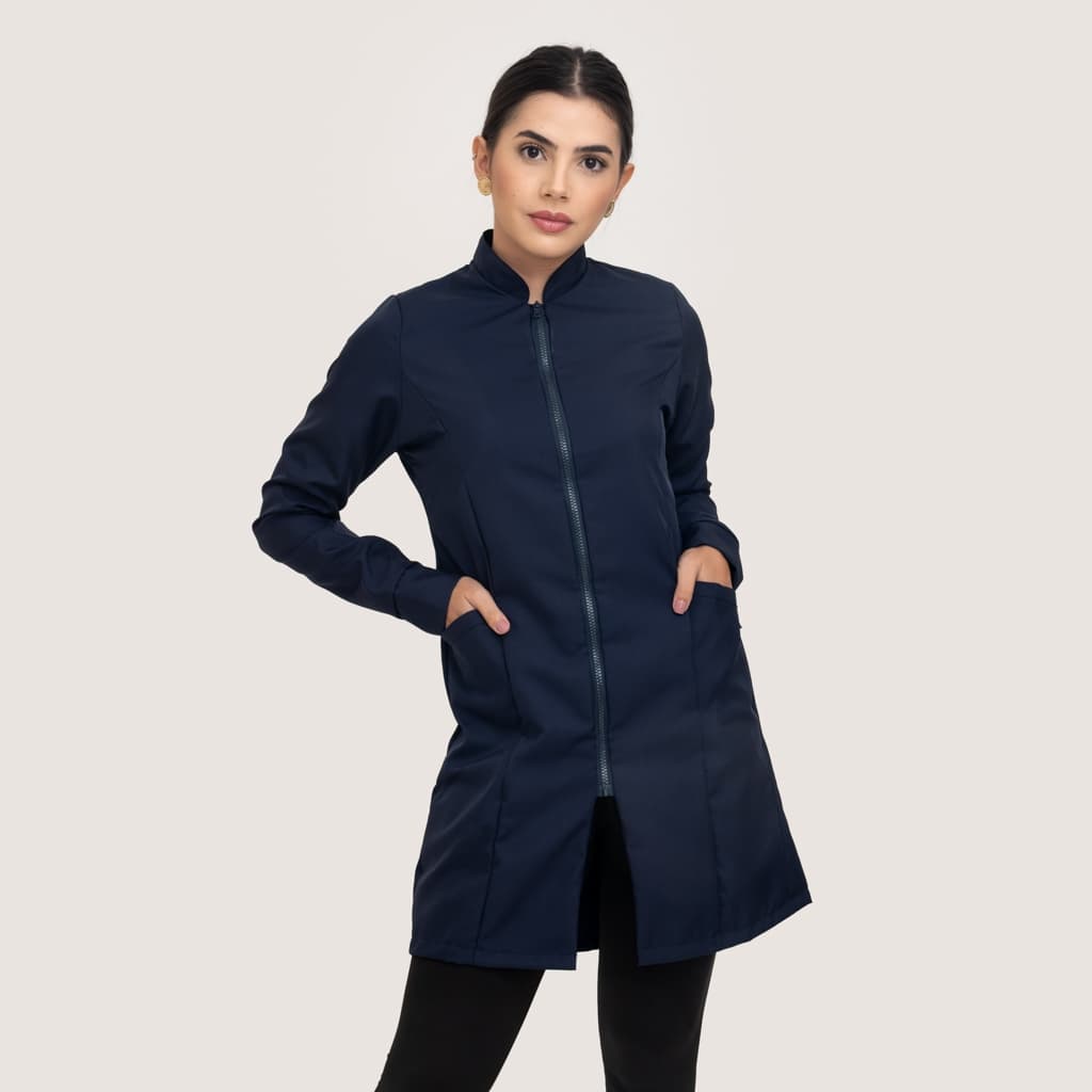Jaleco Gola Padre Gabardine Com Zíper Vislon Feminino