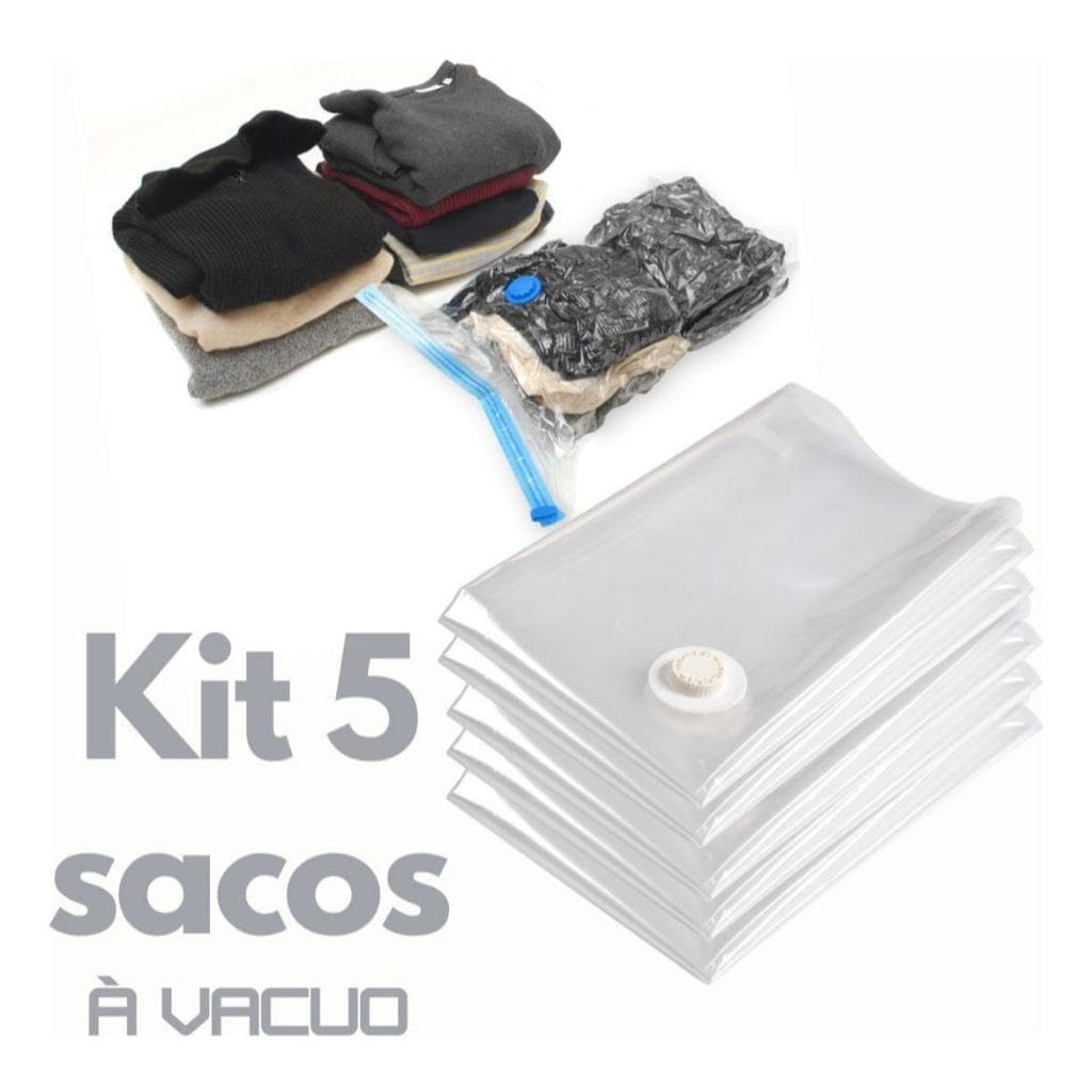 Kit 5 Sacos a Vácuo 50x60cm Organizador de Roupas Viagem Mala Bag Compressão Edredom Cobertor