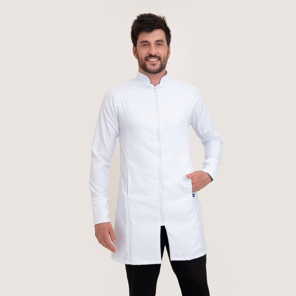 Jaleco Gola Padre Gabardine Zíper Vislon Slim Masculino