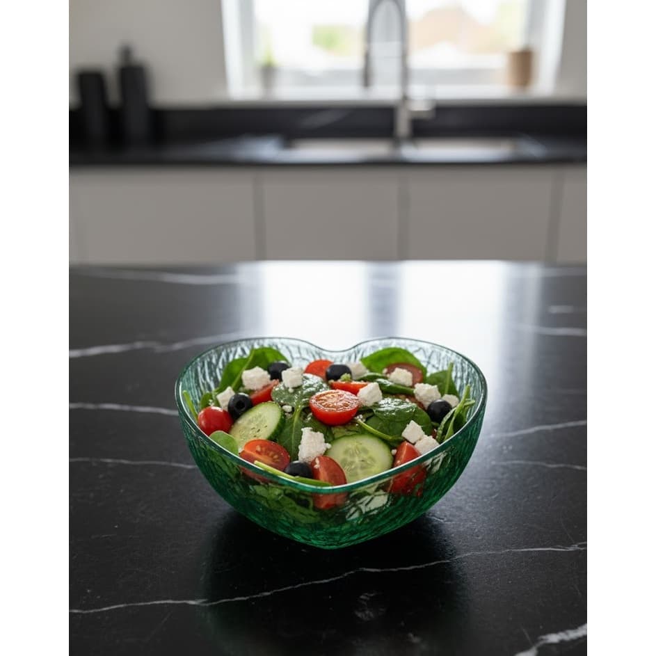 Tigela de Vidro Formato Coração Bowl Utensílio de Cozinha Alimentos Decoração e Sobremesa