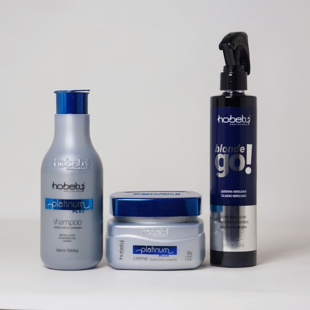 Hobety Tratamento Matizador Platinum Plus Home Care com Protetor Térmico Escova Blonde Go 255ml