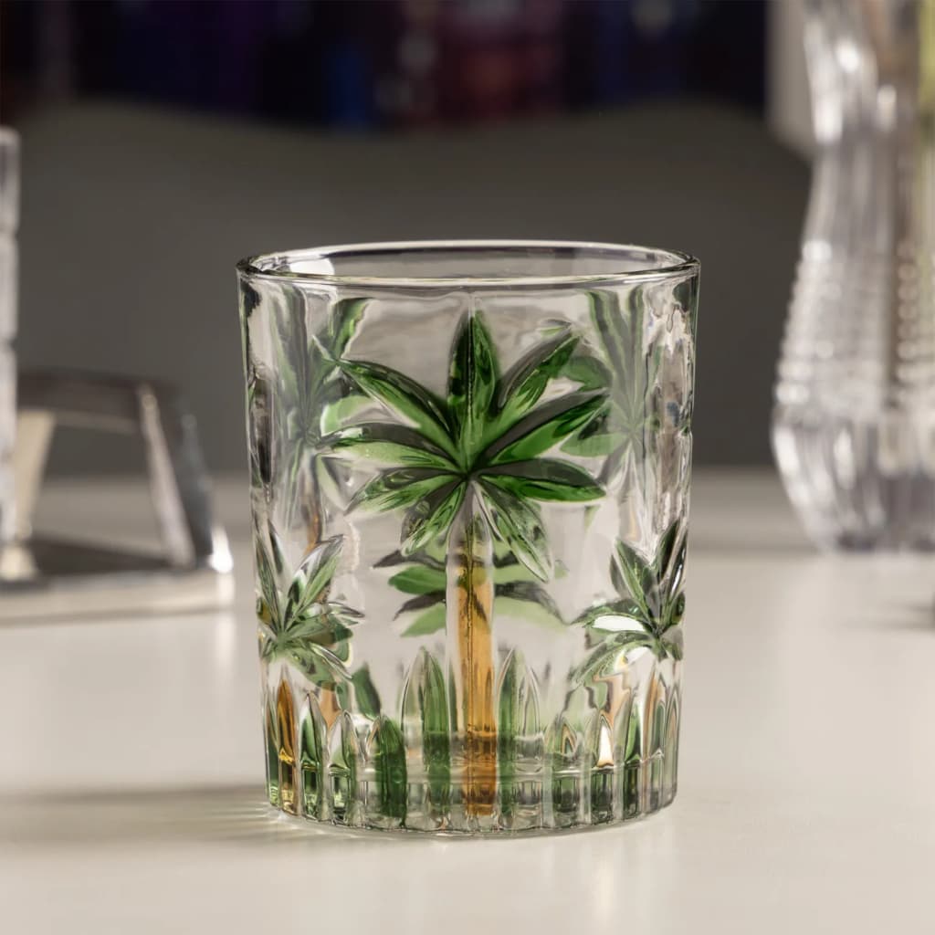 Copo Baixo Palm Tree Handpaint 340ml Cristal Ecológico - Wolff