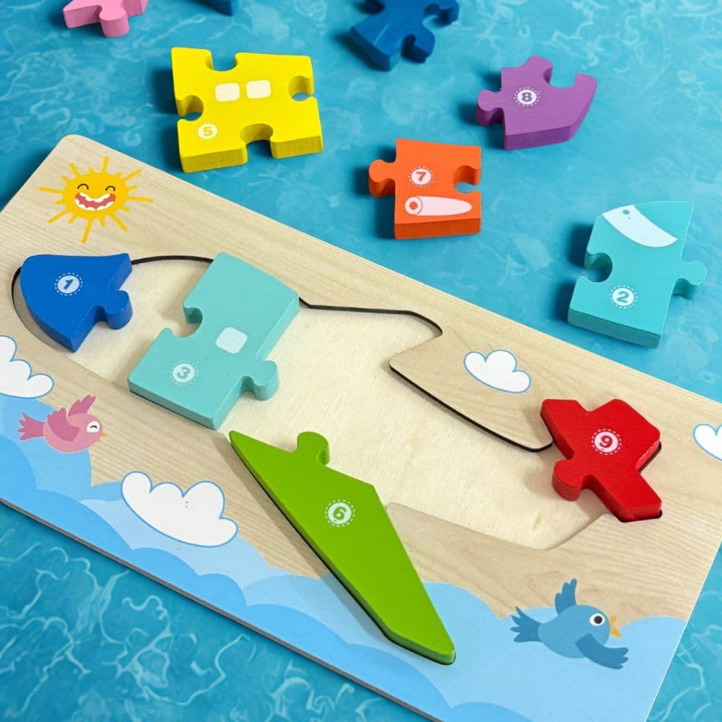 Kit Quebra Cabeça Infantil MDF 3D Animais Tabuleiro Encaixe Quebra Cabeça Puzzle Numérico Números