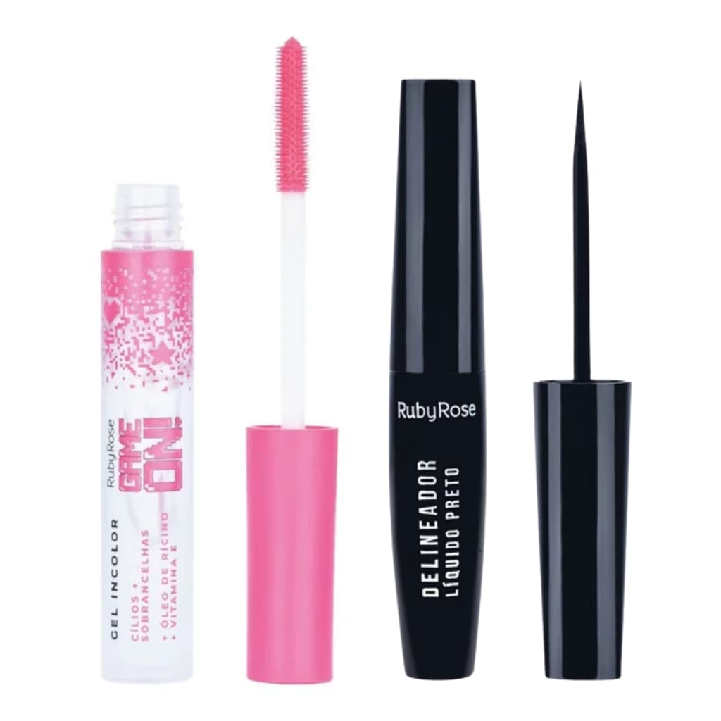 Delineador + Gel Fixador Incolor para Cílios e Sobrancelhas Ruby Rose