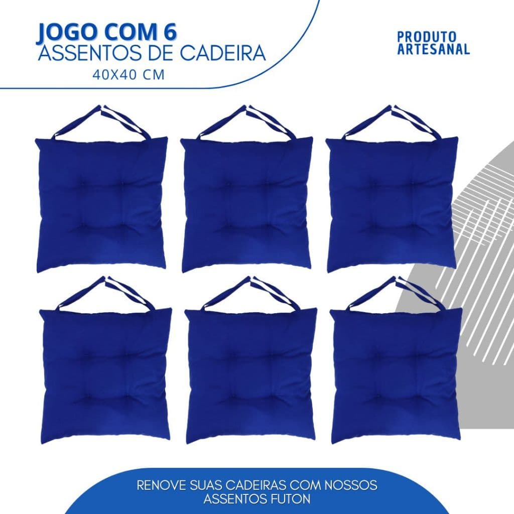 Kit Com 6 Almofadas/Assento ou encosto Para Cadeira Futon 40x40 cm