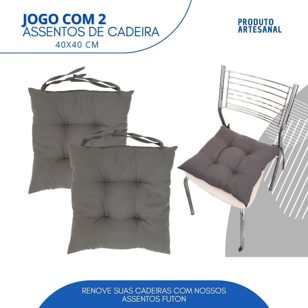 Jogo com 2 assentos de cadeira Decorativa Almofadas Futon 40x40cm
