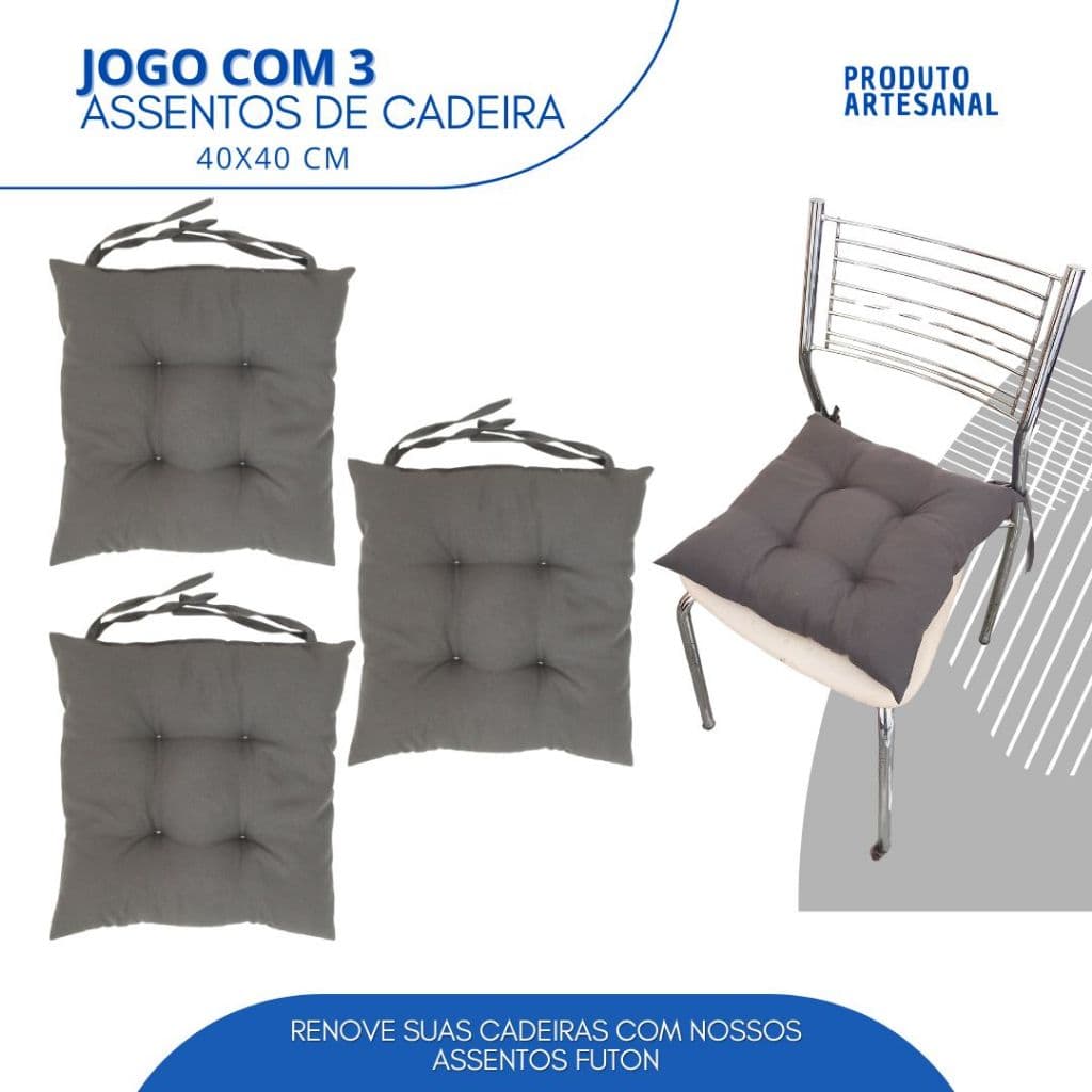 Kit Com 3 Assento/Almofada para Cadeira Futon Oxford  40cmx40cm