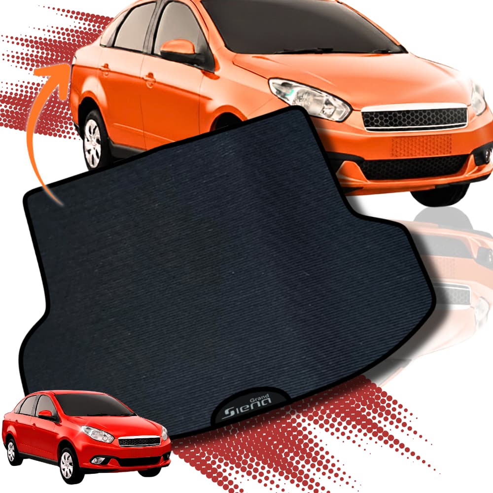 Tapete Porta-Malas Fiat Grand Siena Emborrachado Sob Medida Impermeável Antiderrapante Preto