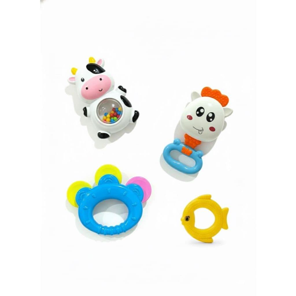Kit 04 Brinquedos Chocalho Para Bebê Menino e Menina