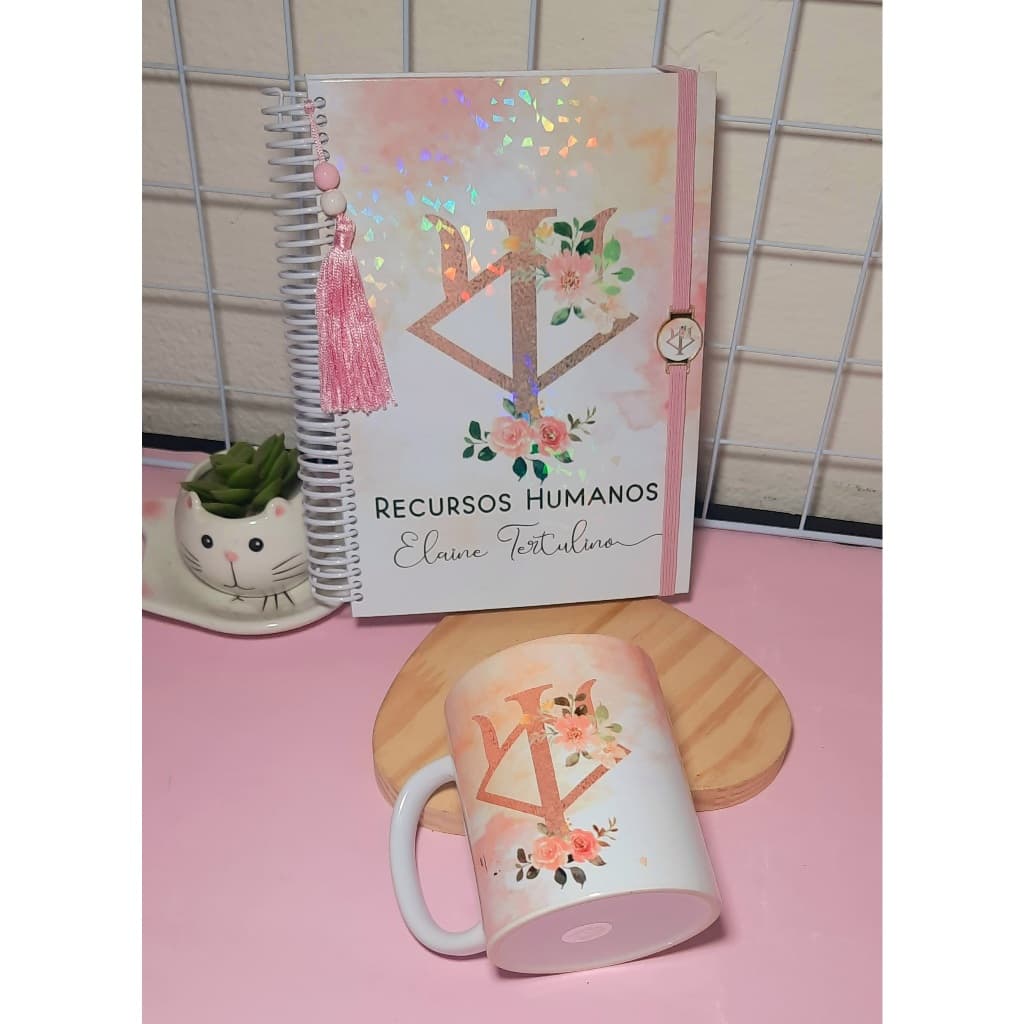 Agenda 2026 Diária +Caneca Porcelana Profissões Rosa luxo personalizado