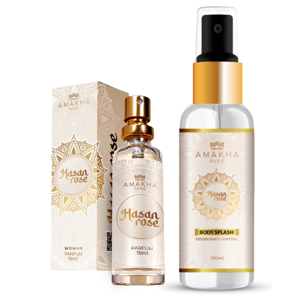 Perfume e Body Splash Hasan Rose Amakha Paris Árabe Feminino
