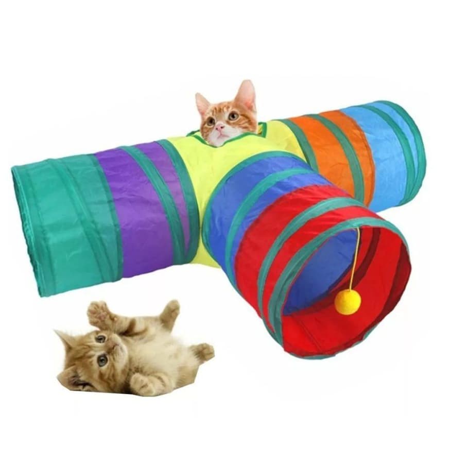 Brinquedo Para Pets Túnel Colorido Gato Labirinto Dobrável Para Diversão, Exercícios e Atividades