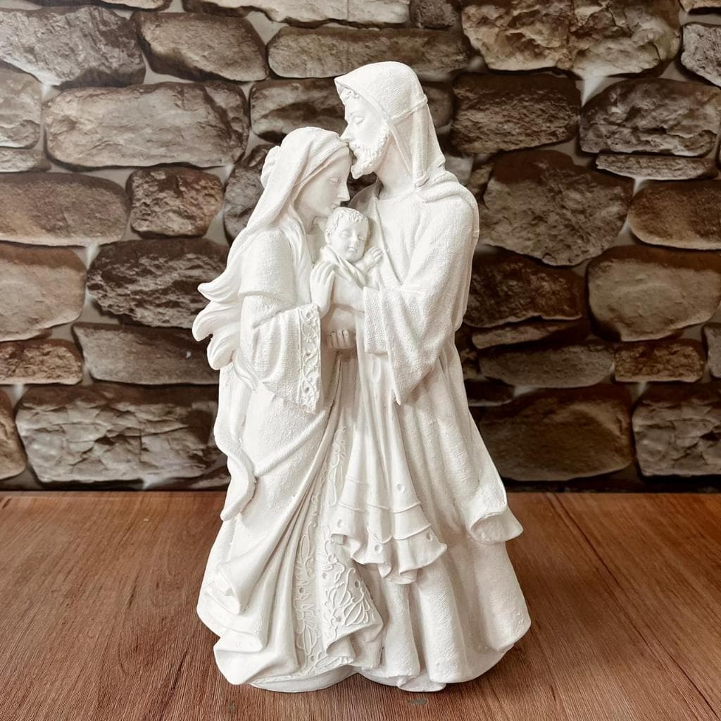 Imagem Sagrada Família Ternura 30cm em Gesso Cru