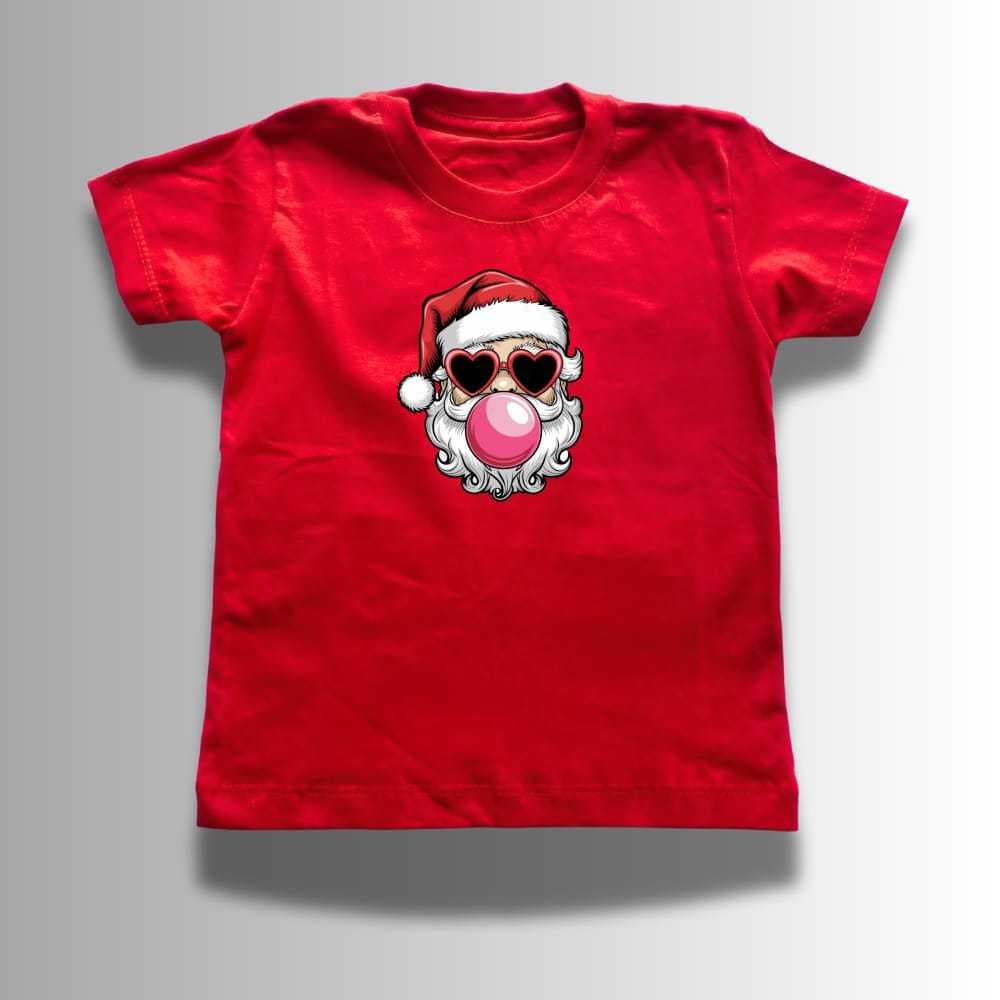 Camiseta Tshirt Infantil Natal Papai Noel Algodão Macio Manga Curta Estampada Natal Modinha Unissex