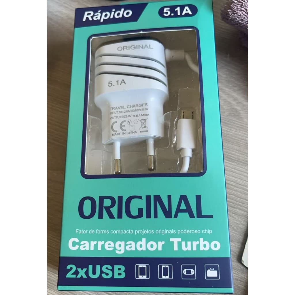 Carregador de celular com 2 entradas USB Cabo Micro V8 5.1A-YEYSALE