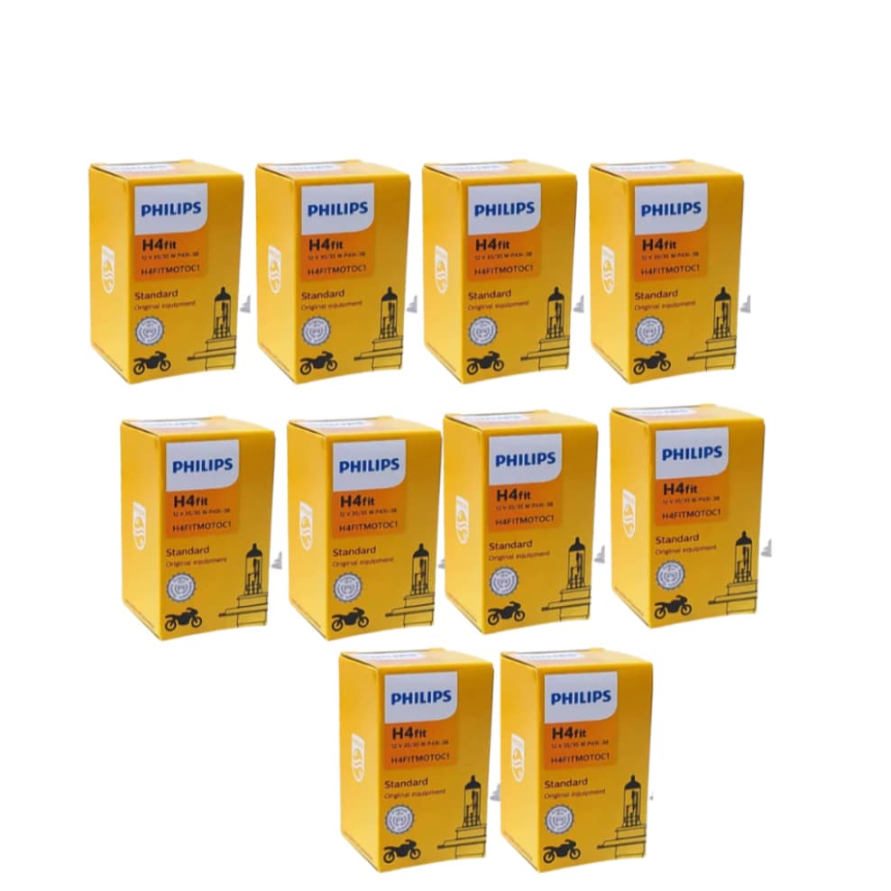 Kit 10 Lâmpadas H4 Amarela 35/35W Philips Para Moto CG Titan Bros XRE 190 Farol Original
