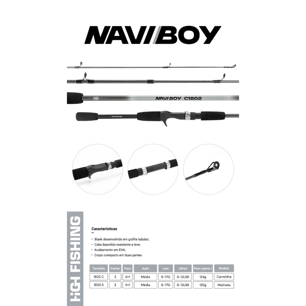 VARA PESCA NAVI BOY 1,80 Mtr.  2 partes. 6-12lb.