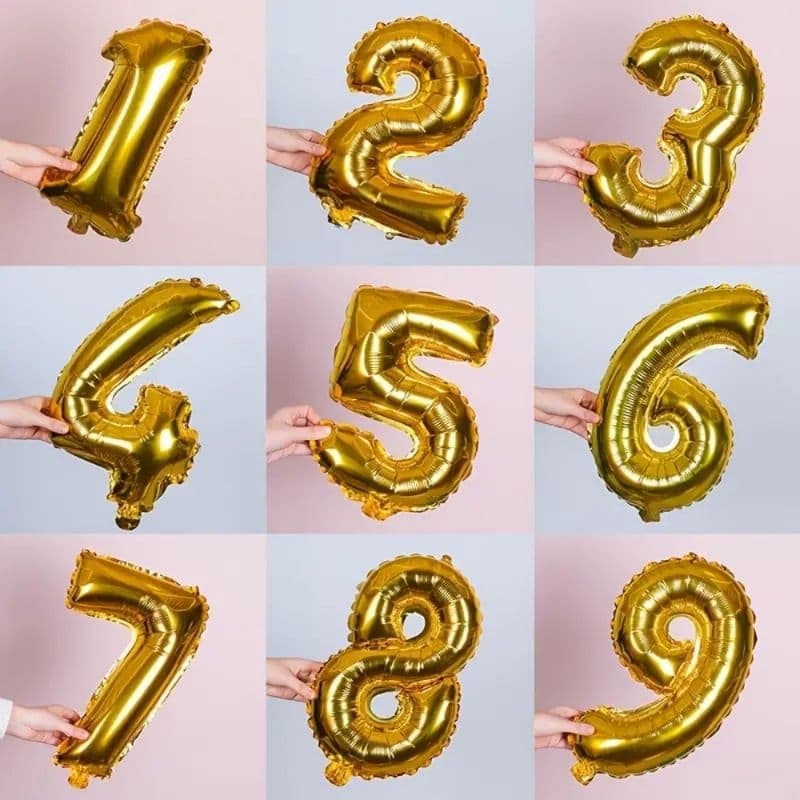 Balão Metalizado Números Dourado 32/16 Polegadas
