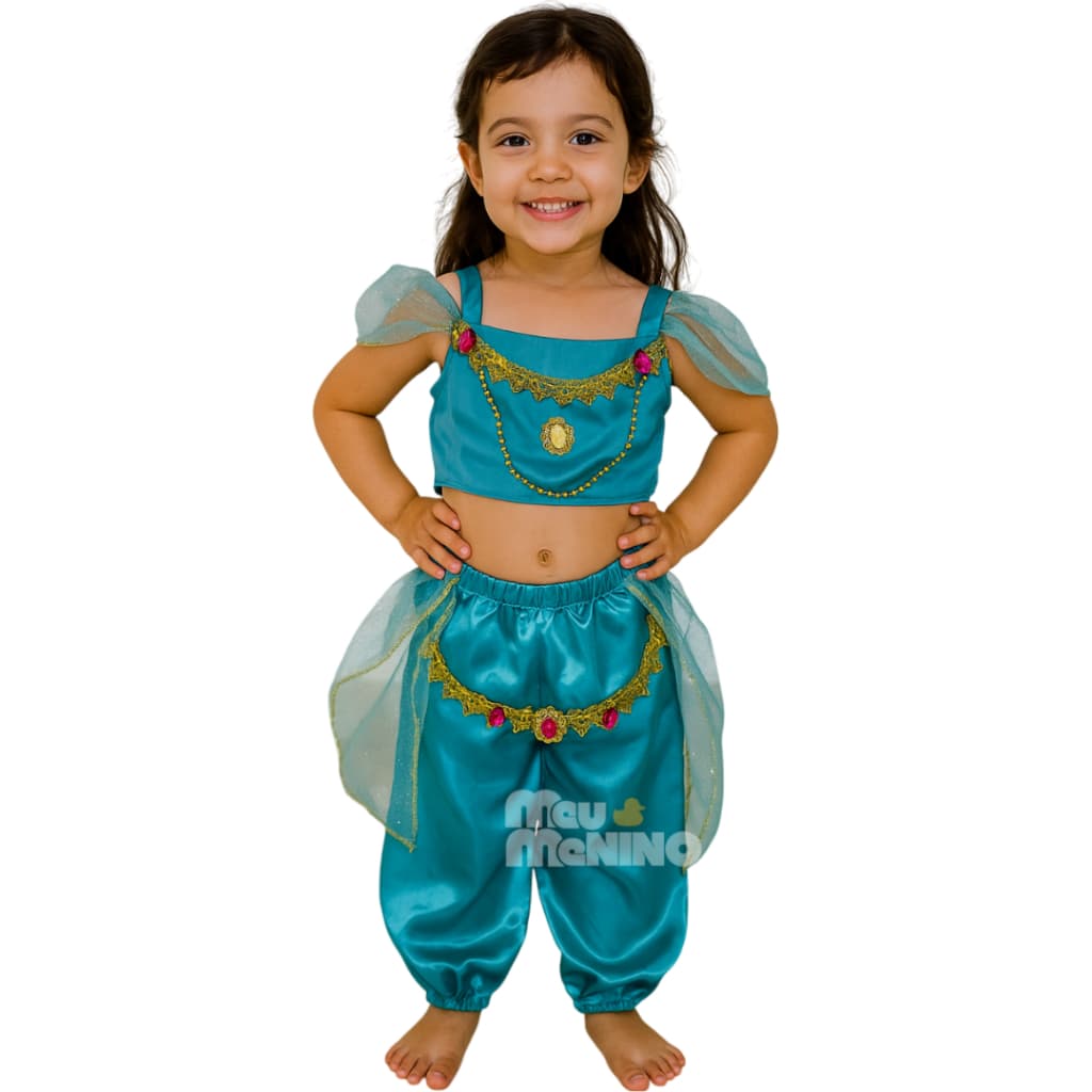 Fantasia Infantil Jasmine Menina Vestido de Princesa