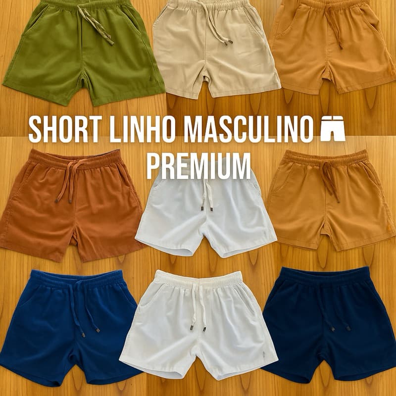 Short de Linho Masculino Premium 🩳 Estilo Mauricinho | Bermuda Casual Verão
