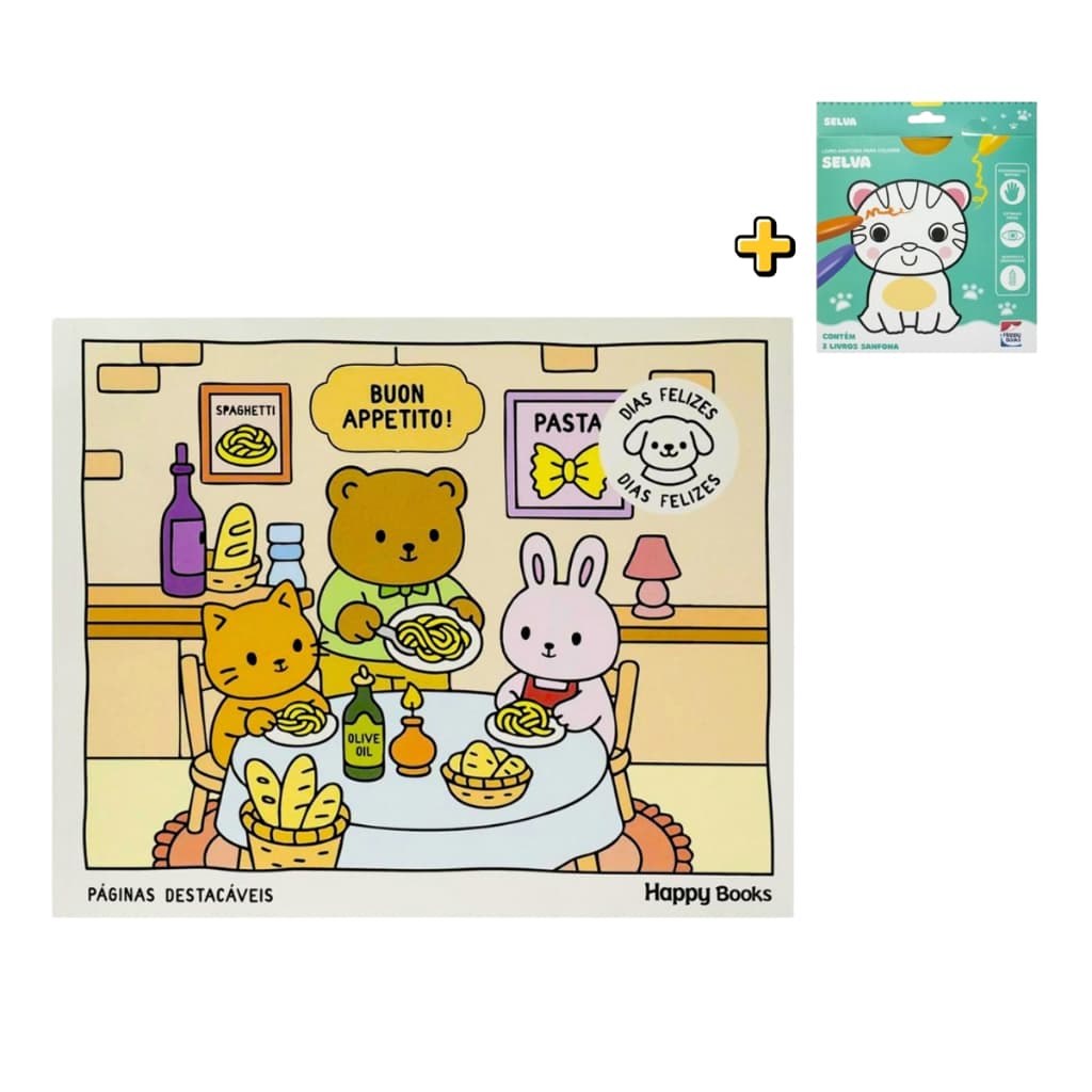 Livro infantil de colorir cozy e cute temas diversos paginas descartaveis presente para crianças