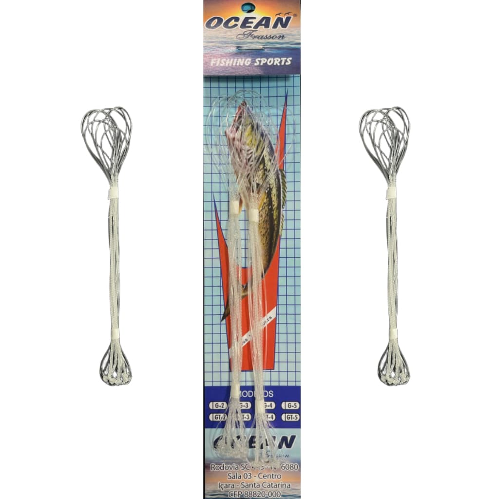 10un Chicote De Nylon P/ Pesca Praia 3 Anzóis Ocean Frasson G3