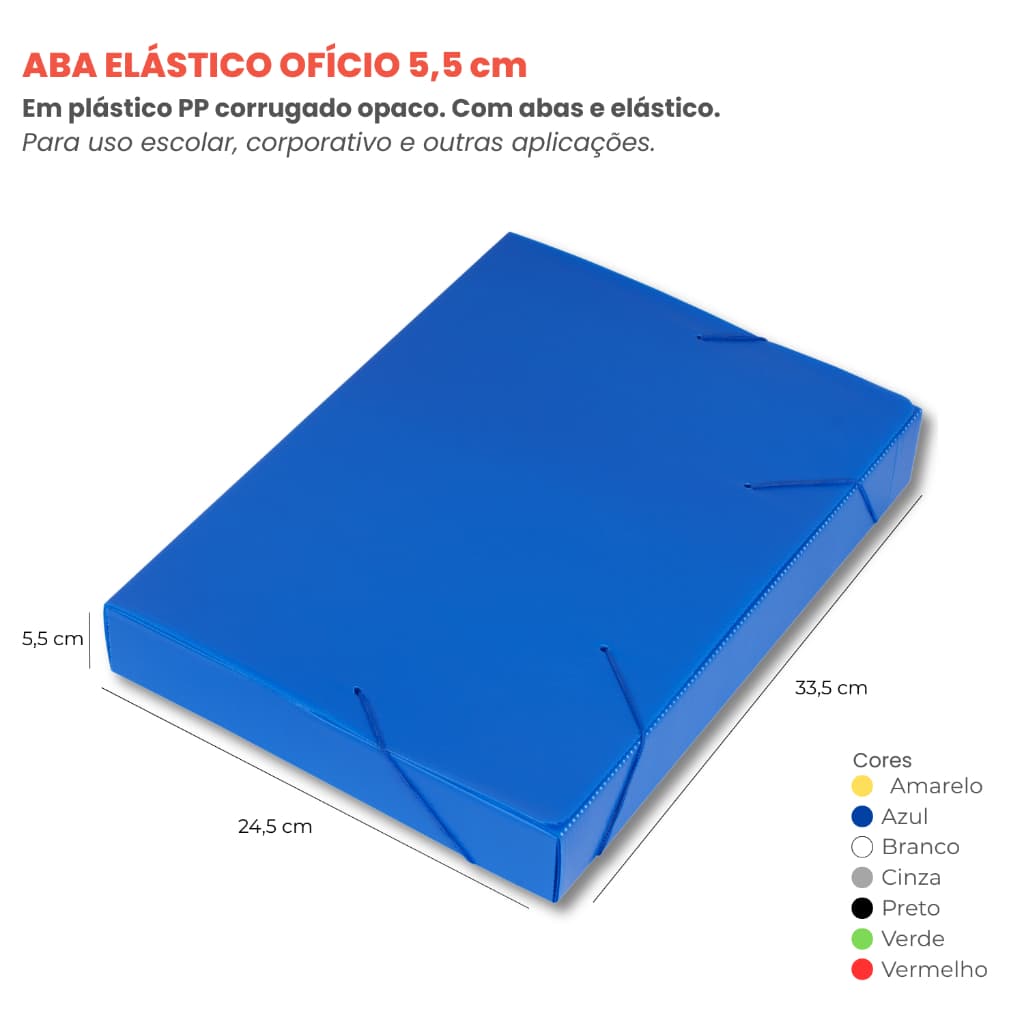 20 Aba Elastica Pasta Polionda Arquiva Documentos Polionda 5,5cm