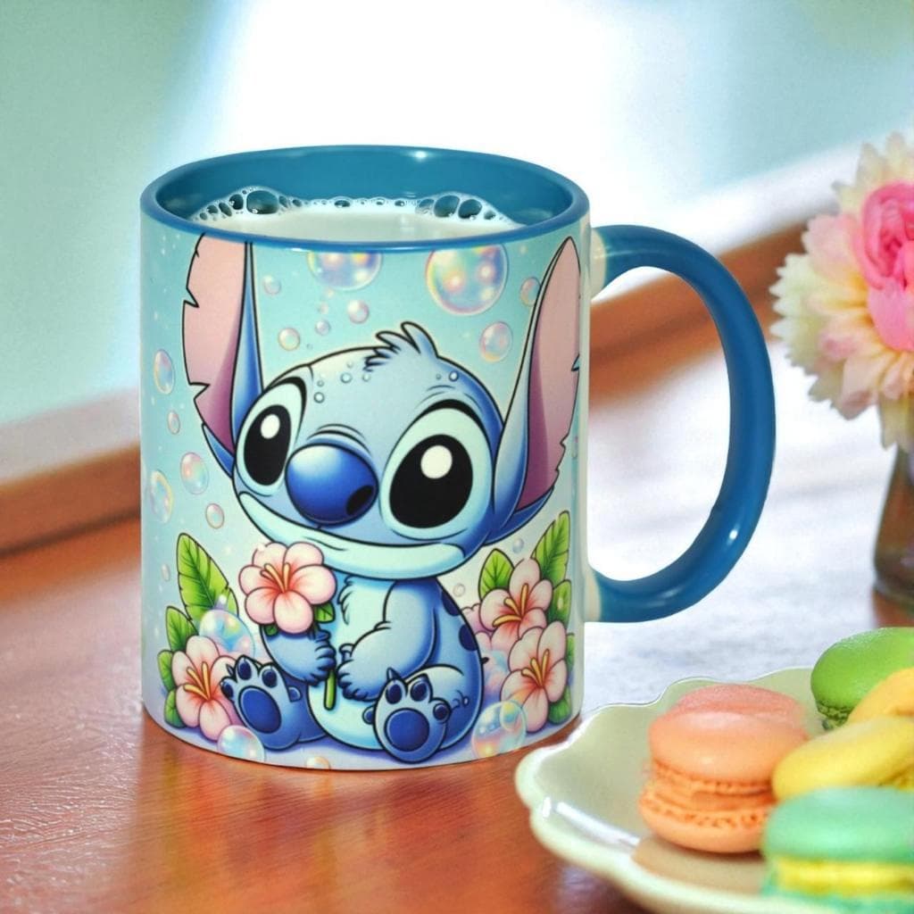 Caneca Personalizada Personagem Stitch Decoração Cozinha Café Chá Leite 325ml