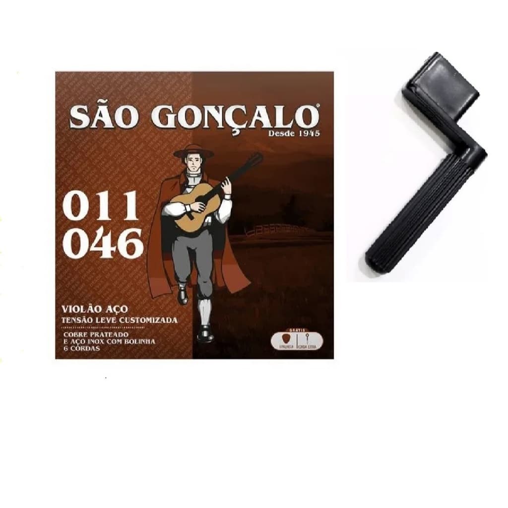 ENCORDOADOR + JOGO DE CORDA VIOLÃO AÇO CLÁSSICO FOLK SÃO GONÇALO 011 ENCORDOAMENTO COM BOLINHA EXTRA MIZINHA + PALHETA