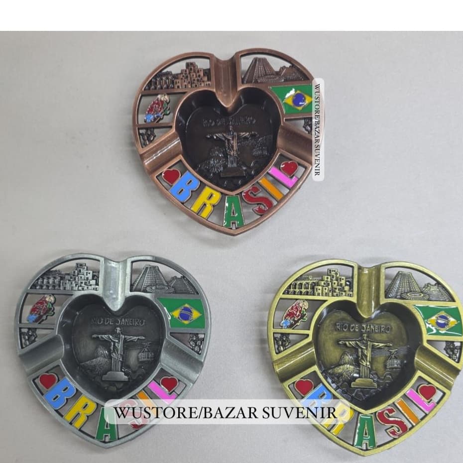 Imã + Cinzeiro 2 Em 1 Metal Formato Coração Rio De Janeiro Brasil Lembrança Pronta Entrega