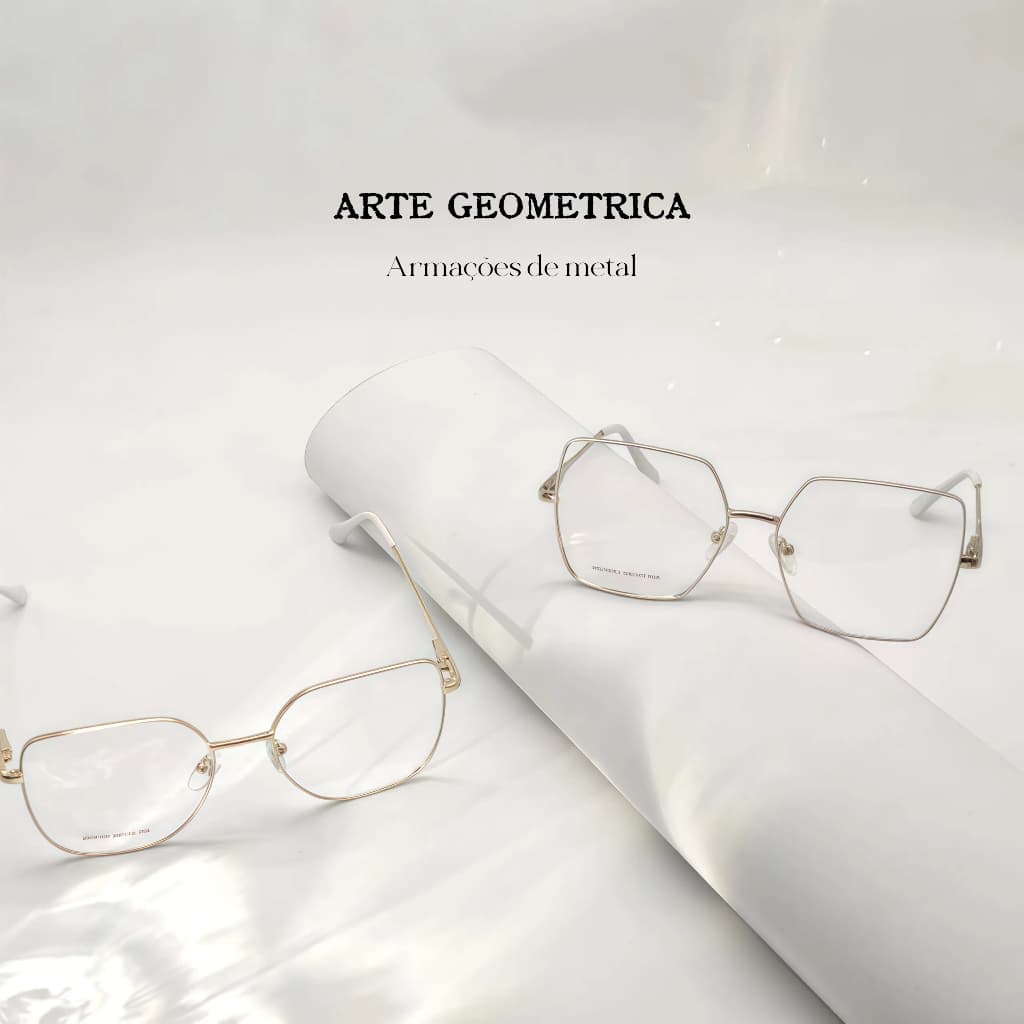【Arte】Armaçõesde metal femininas丨Moldura dourada e branca