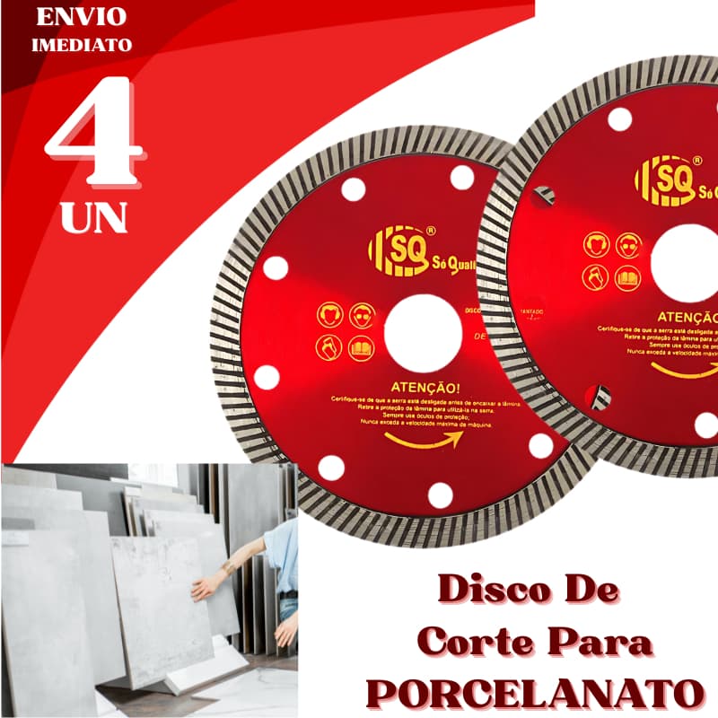 Kit 4 Disco Diamantado Porcelanato Turbo 110mm Alta Precisão e Durabilidade