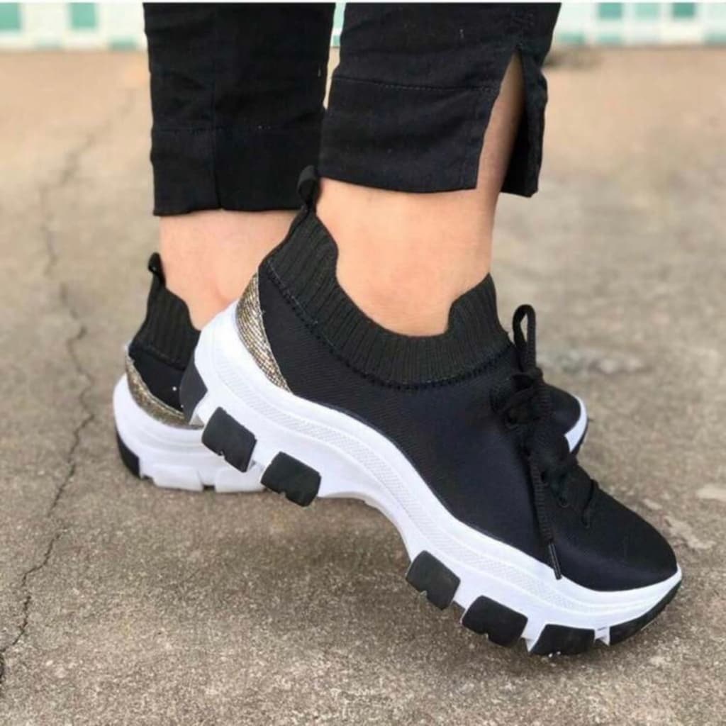 Tênis Fashion Feminino Chunky Casual Sola Tratorada Leve Confortável