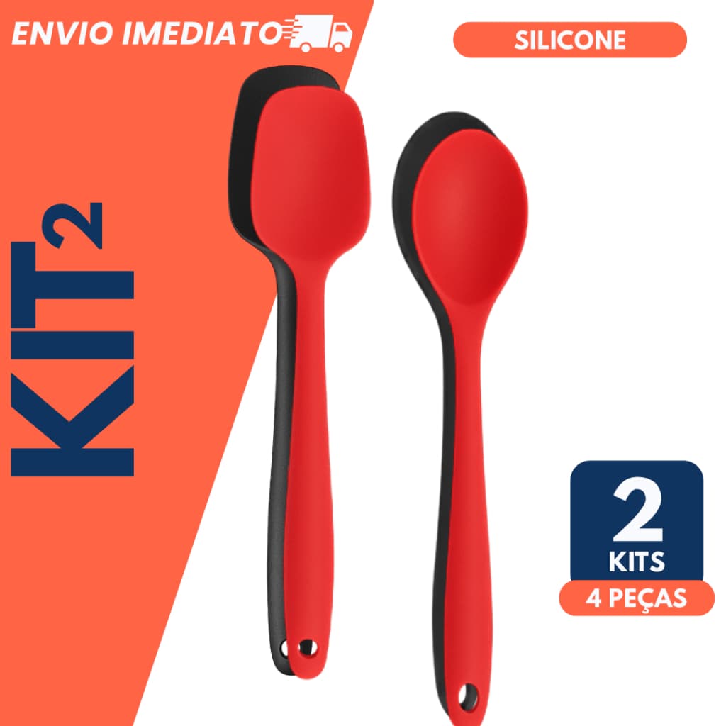Kit 2 Colheres Espátula Silicone 27cm – Antiaderente| Multiuso |Bolo | Brigadeiro Massas