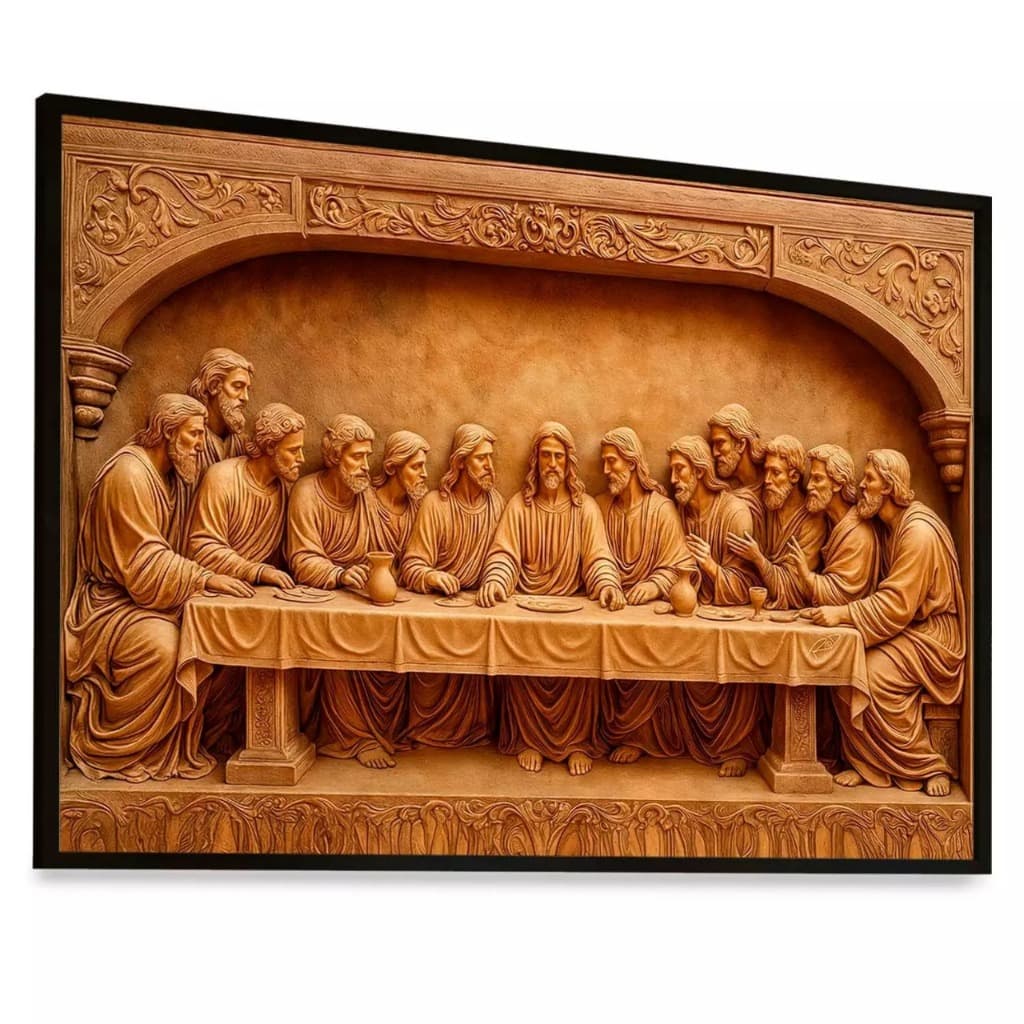 Quadro Decorativo VIDRO Ceia Sagrada Santa Ceia Arte Sacra Religioso Sala Escritório