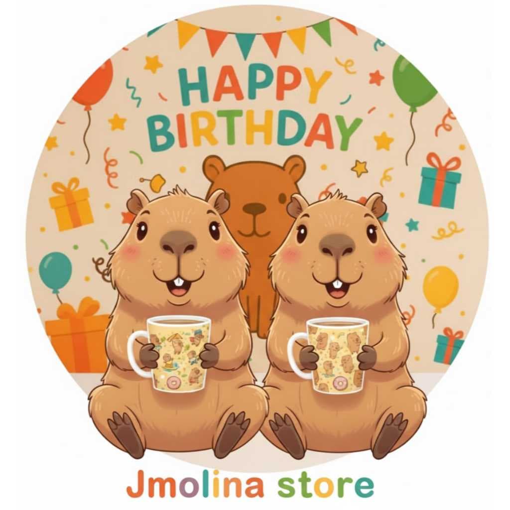 Kit 6 Canecas Plásticas 430ml Tema Capivaras - Lembrancinha Festa Aniversário Aniversário Infantil
