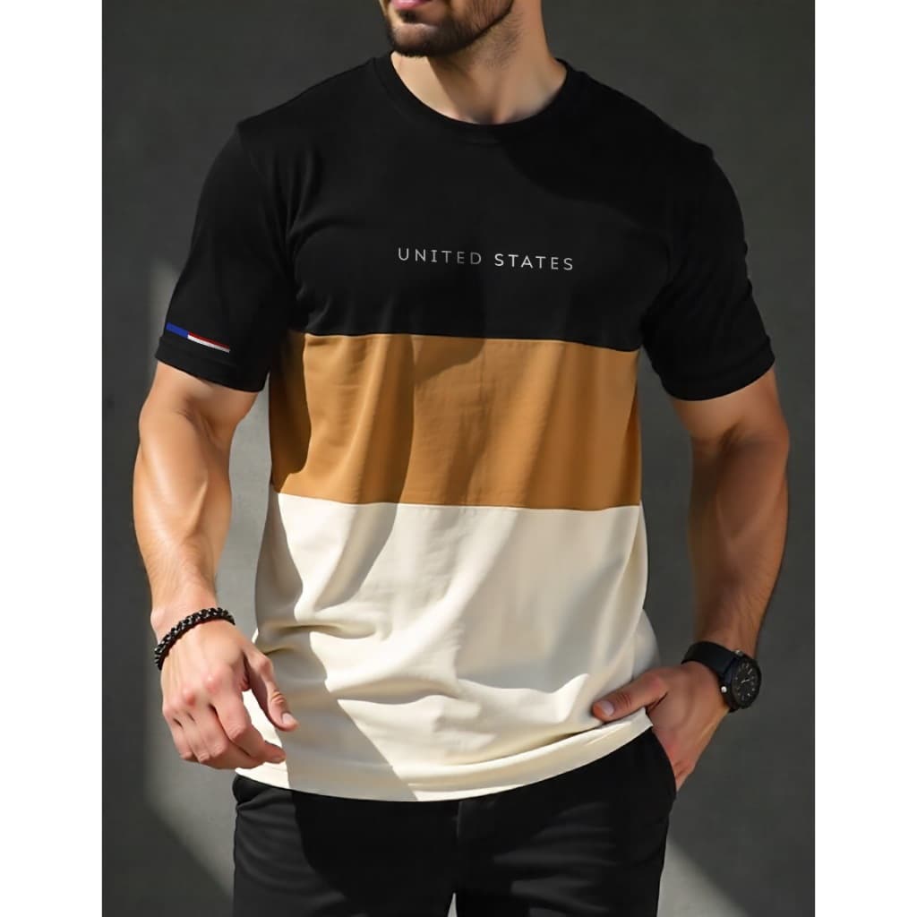 Camiseta UNITED STATES  Manfinity T-shirt Urban Street Wear Masculina 100% Algodão Plus Size