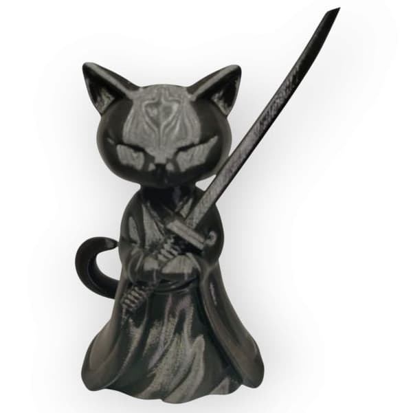 Estatueta Gatinho Samurai 3D